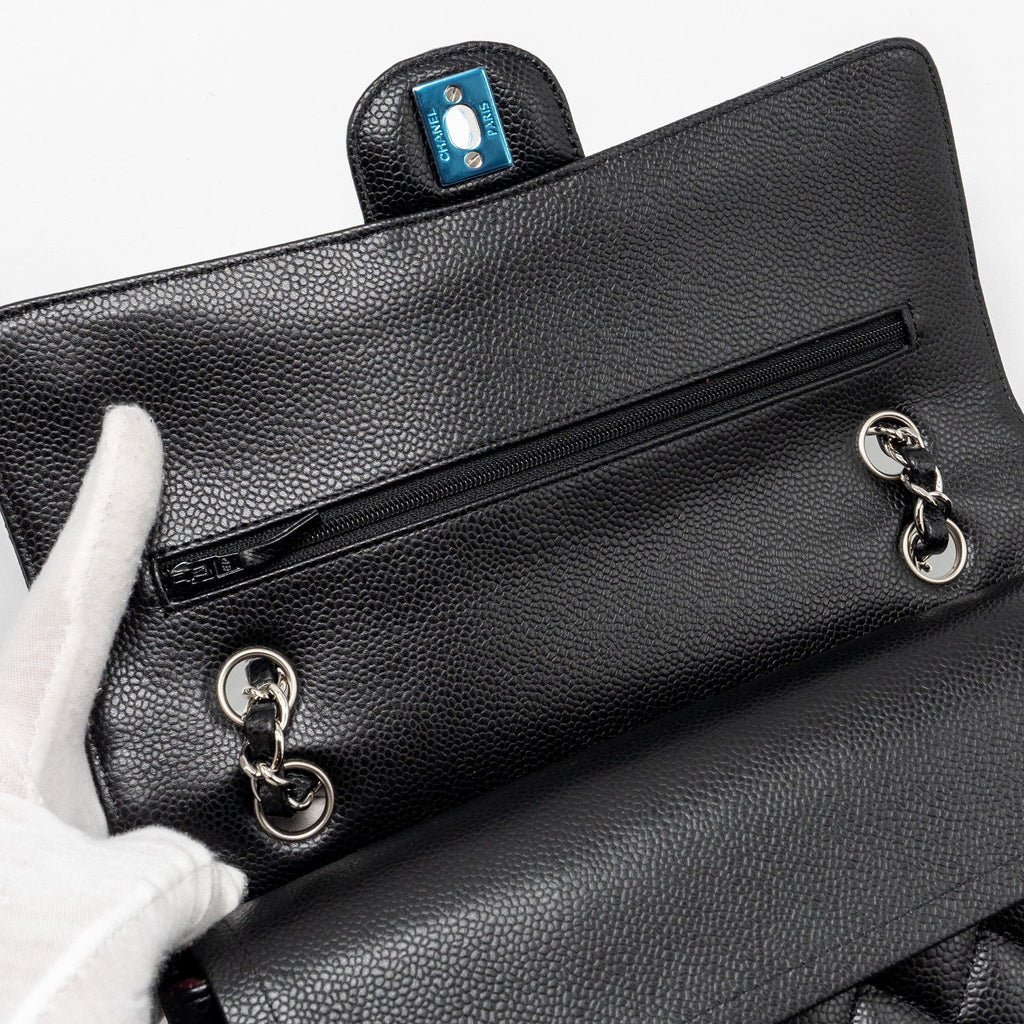 CHANEL MEDIUM CLASSIC DOUBLE FLAP BAG CAVIAR BLACK SHW