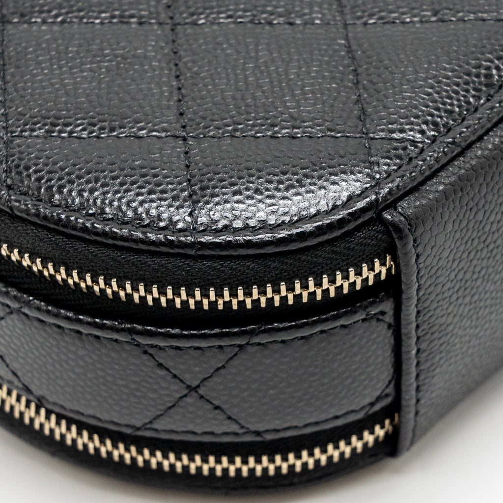 Chanel Top Handle Round Vanity Case Caviar Black LGHW