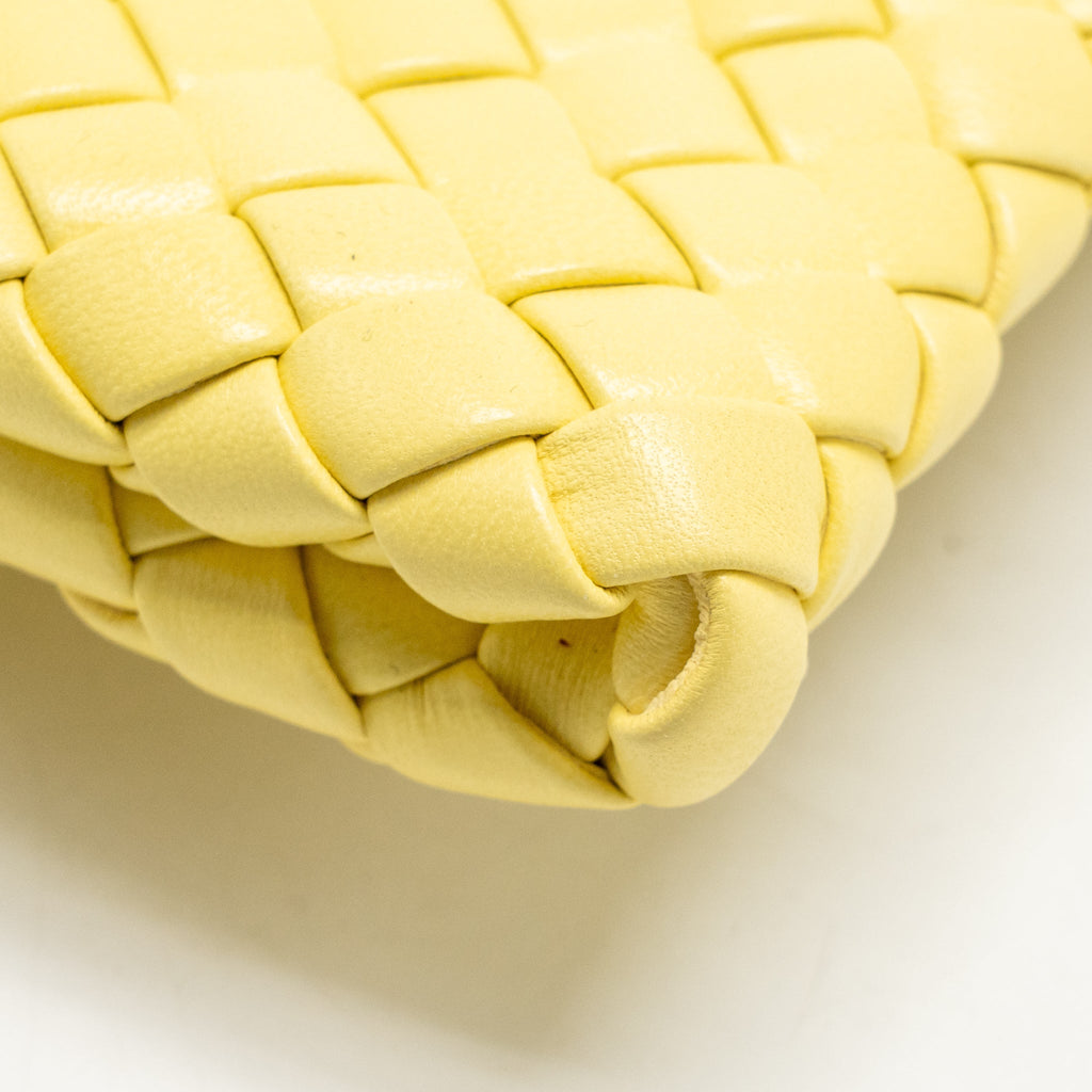 Bottega Veneta The Crisscross Clutch Intrecciato Leather Light Yellow