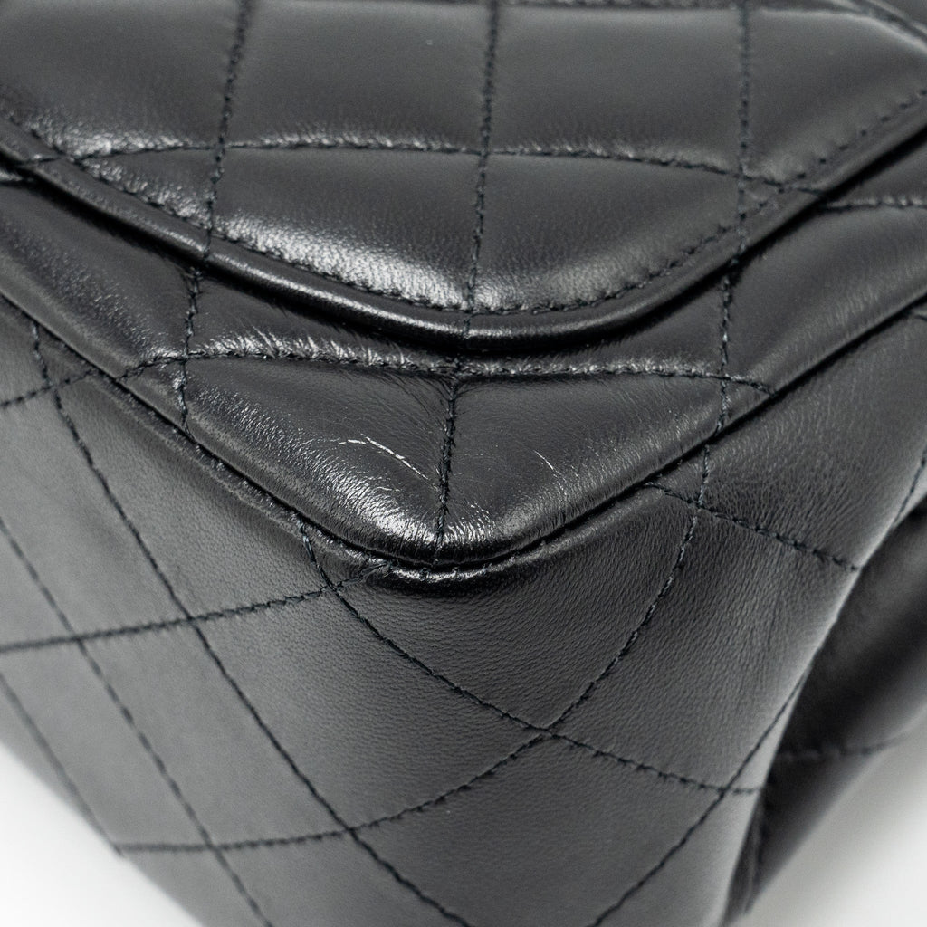 CHANEL MINI SQUARE FLAP BAG LAMBSKIN BLACK LGHW (MICROCHIP)