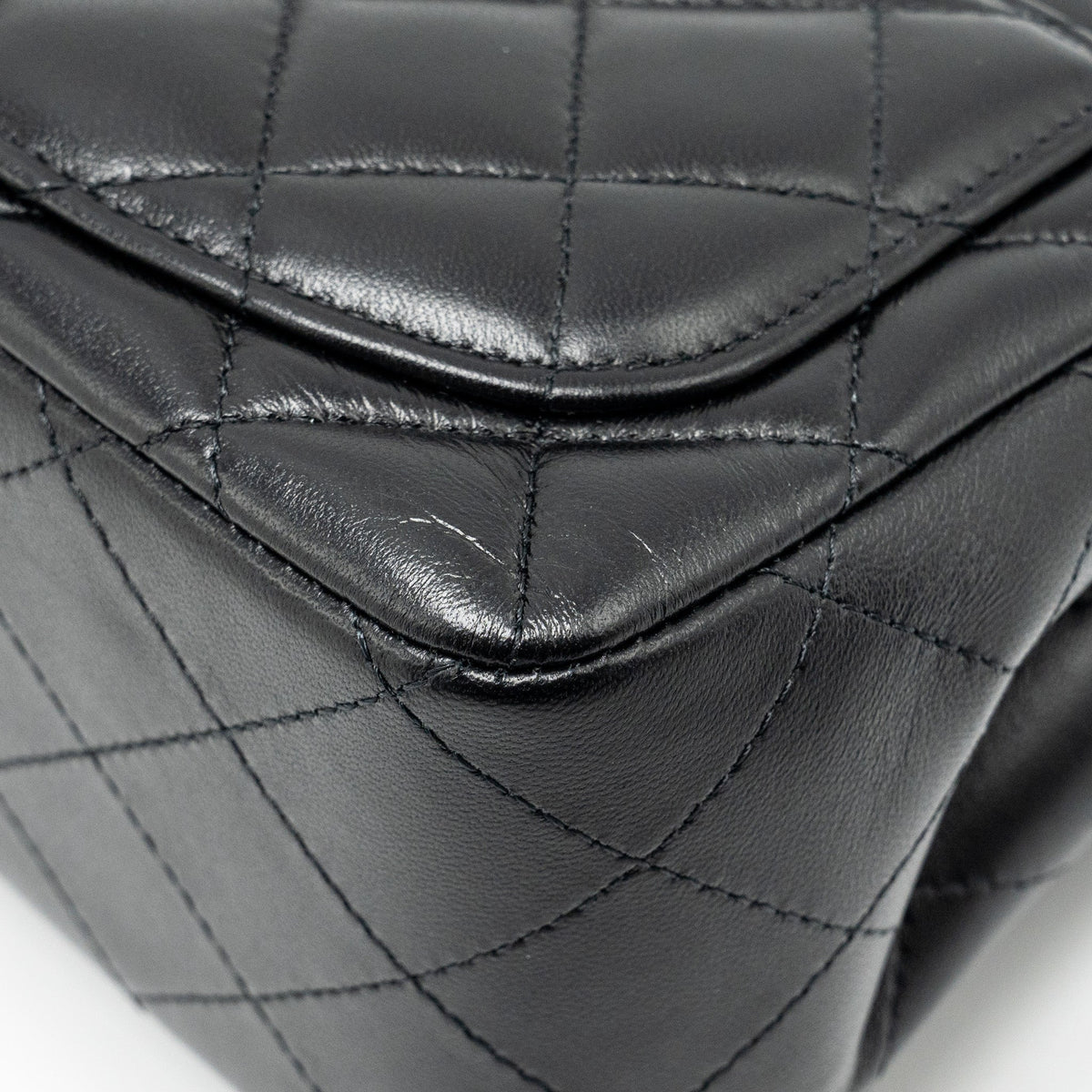 CHANEL MINI SQUARE FLAP BAG LAMBSKIN BLACK LGHW (MICROCHIP)