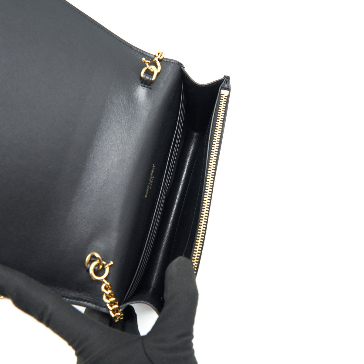 Saint Lauren Kate wallet on chain with Tassel black GHW