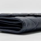 CHANEL CLASSIC FLAP LONG WALLET CAVIAR DARK BLUE SHW