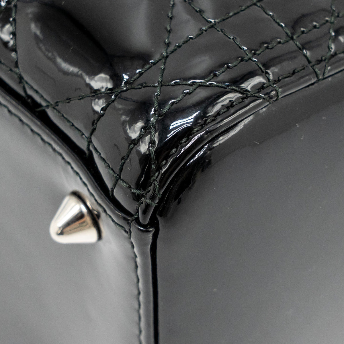 DIOR MEDIUM LADY DIOR PATENT LEATHER BLACK SHW