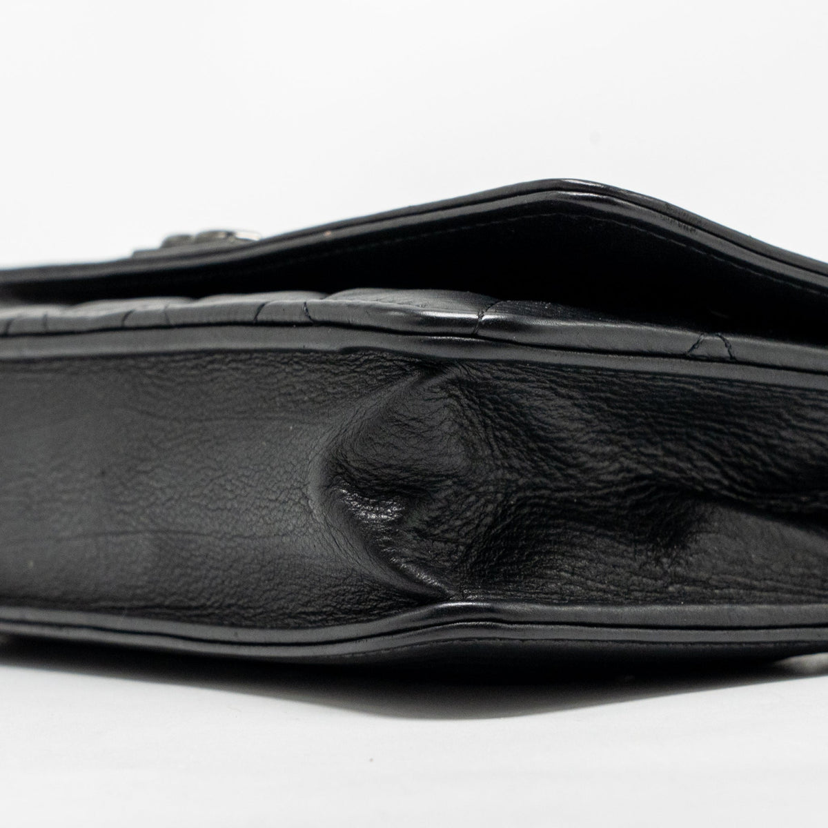 CHANEL BOY WALLET ON CHAIN CALFSKIN BLACK WITH BLACK HARDWARE