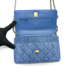 CHANEL 22C PEARL CRUSH  WALLET ON CHAIN DENIM GHW