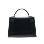 HERMES VINTAGE KELLY 32 BOX LEATHER BLACK GHW (STRAP MISSING)