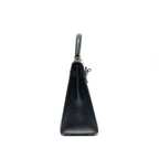 HERMES VINTAGE KELLY 32 BOX LEATHER BLACK GHW (STRAP MISSING)
