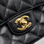 CHANEL VINTAGE SMALL CLASSIC DOUBLE FLAP BAG CAVIAR BLACK GHW