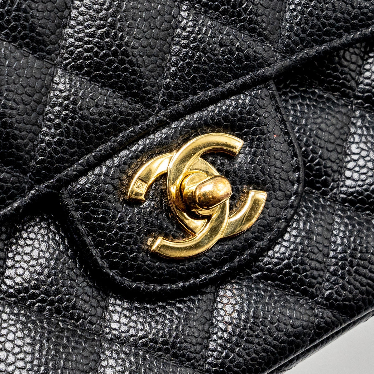 CHANEL VINTAGE SMALL CLASSIC DOUBLE FLAP BAG CAVIAR BLACK GHW