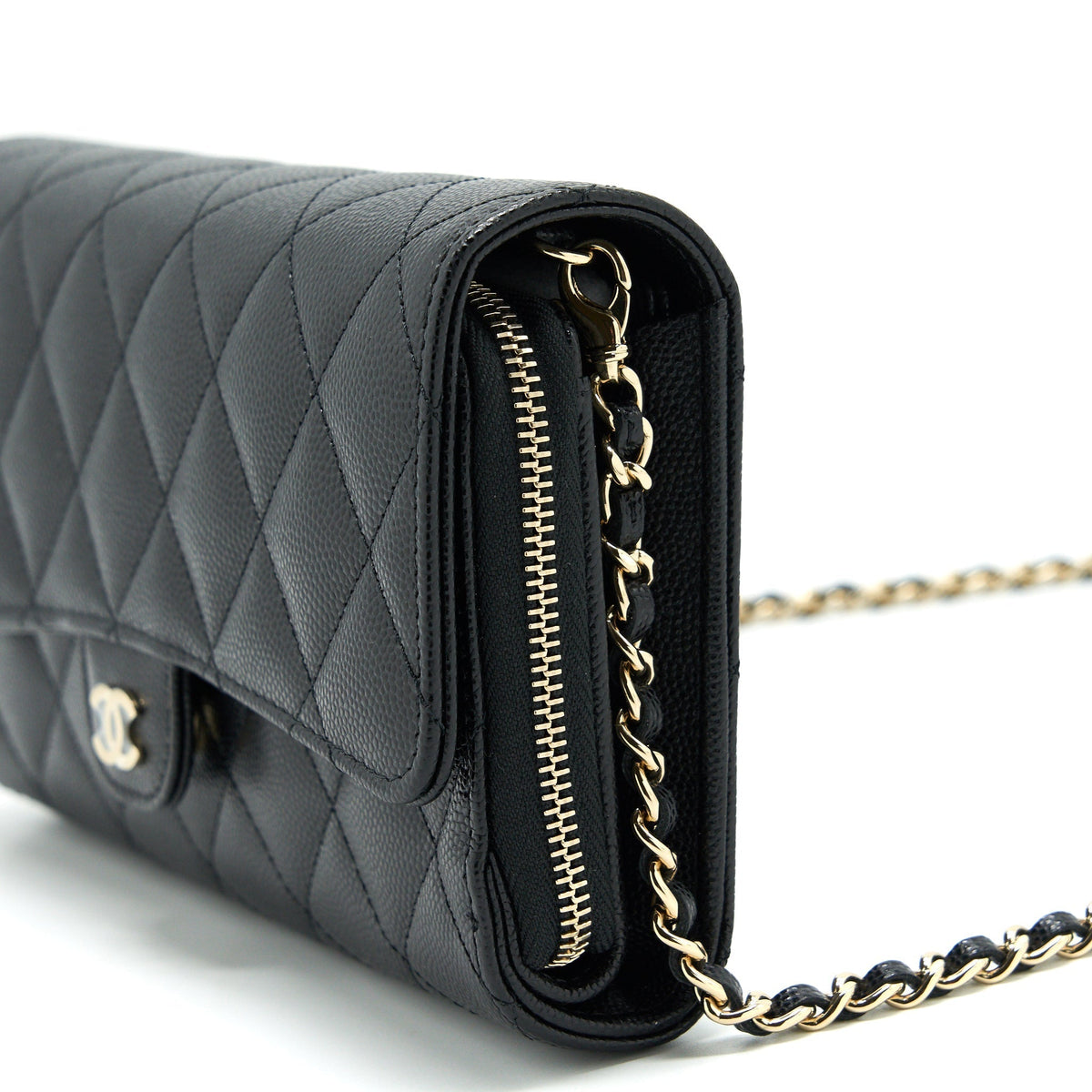 CHANEL 22C 3 IN 1 WALLET ON CHAIN CAVIAR BLACK LGHW