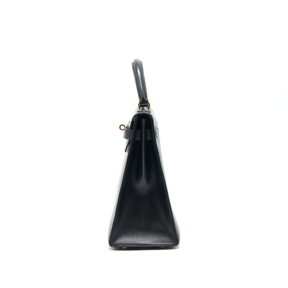 HERMES VINTAGE KELLY 32 BOX LEATHER BLACK GHW (STRAP MISSING)