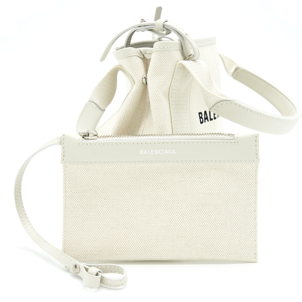 BALENCIAGA CABAS FABRIC/LEATHER OFF WHITE SHW