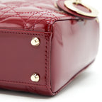 DIOR MINI LADY DIOR PATENT LEATHER RED WITH LGHW