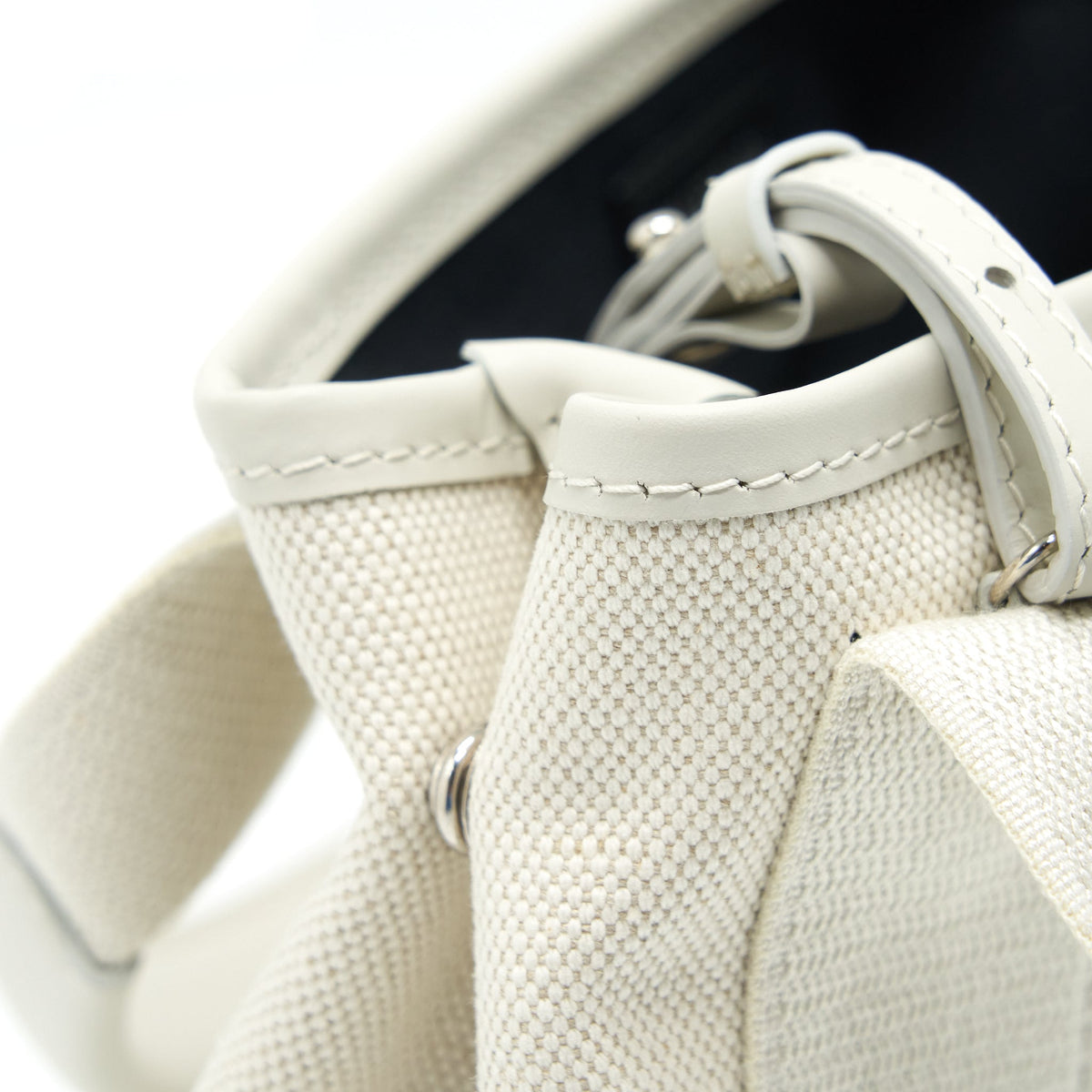 BALENCIAGA CABAS FABRIC/LEATHER OFF WHITE SHW