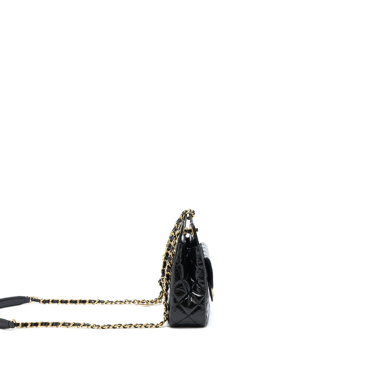 CHANEL 23C SMALL HOBO BAG SHINY CALFSKIN BLACK BRUSHED GHW (MICROCHIP)