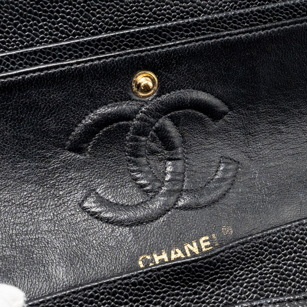 CHANEL VINTAGE SMALL CLASSIC DOUBLE FLAP BAG CAVIAR BLACK GHW