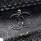 CHANEL VINTAGE SMALL CLASSIC DOUBLE FLAP BAG CAVIAR BLACK GHW