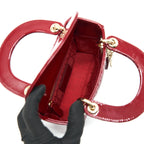 DIOR MINI LADY DIOR PATENT LEATHER RED WITH LGHW