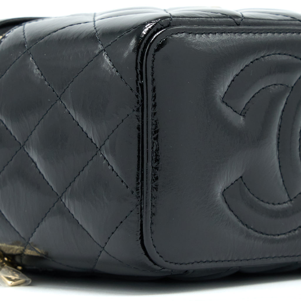 CHANEL VANITY CASE GLAZED LAMBSKIN BLACK LGHW