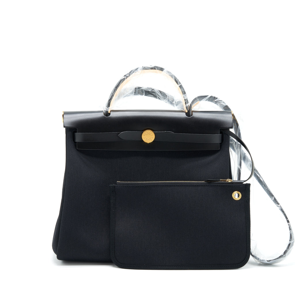 HERMES HERBAG RETOURNE ZIP 31 BAG BLACK GHW