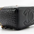 Chanel Top Handle Long Vanity Crocodile Embossed Calfskin Black GHW (Microchip)