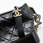 CHANEL SMALL GABRIELLE HOBO BAG AGED CALFSKIN BLACK MULTICOLOUR HARDWARE