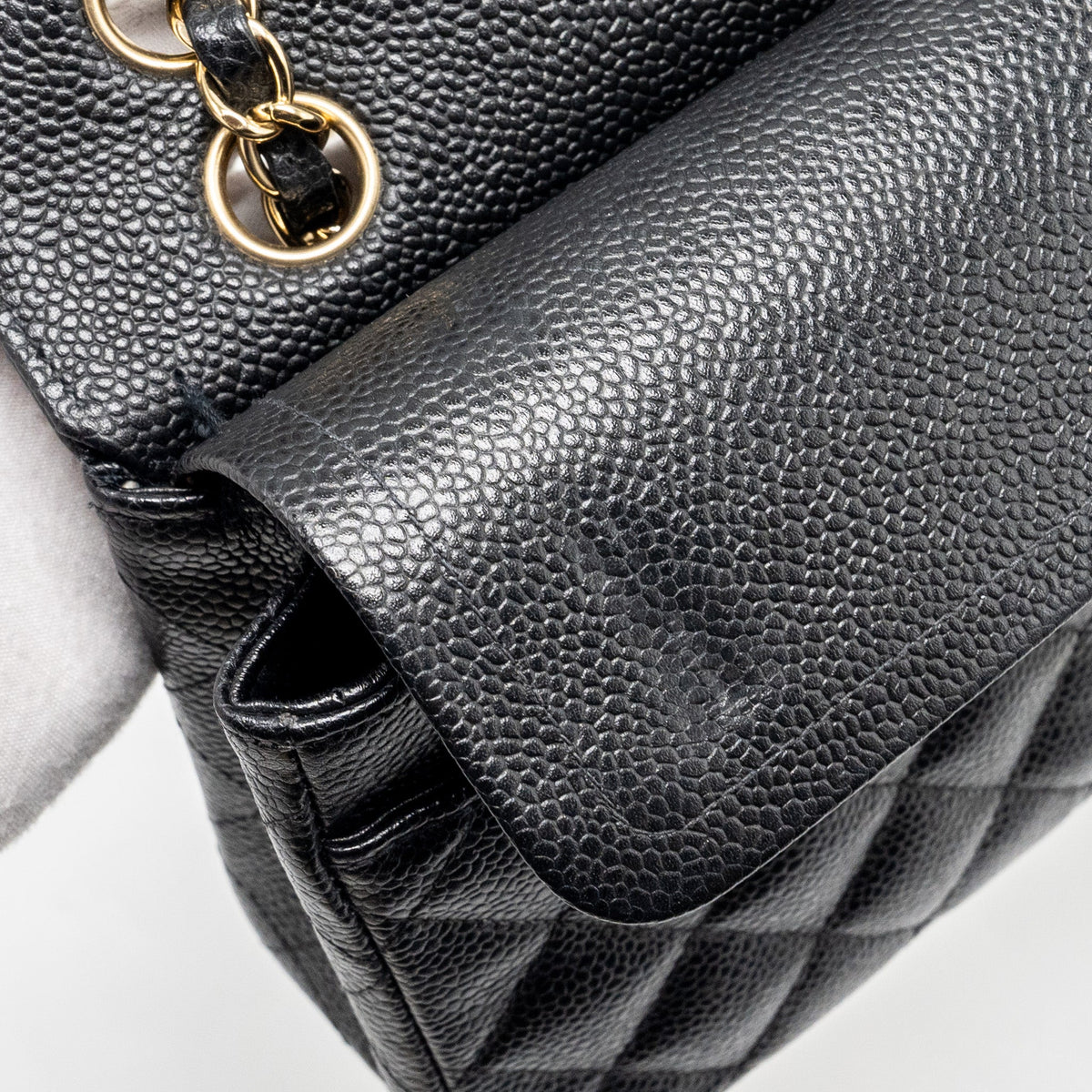CHANEL VINTAGE SMALL CLASSIC DOUBLE FLAP BAG CAVIAR BLACK GHW