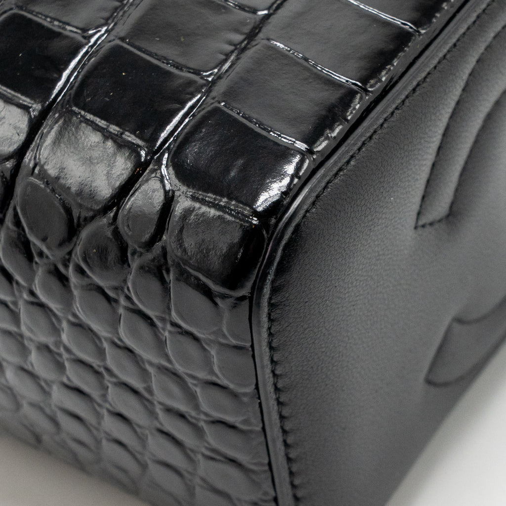Chanel Top Handle Long Vanity Crocodile Embossed Calfskin Black GHW (Microchip)