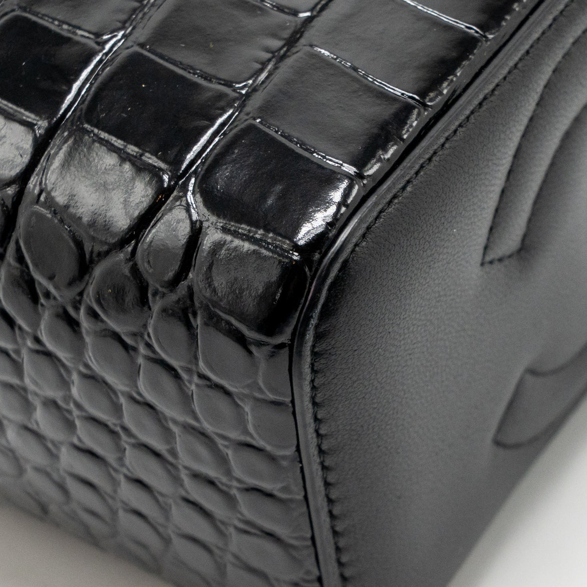 Chanel Top Handle Long Vanity Crocodile Embossed Calfskin Black GHW (Microchip)