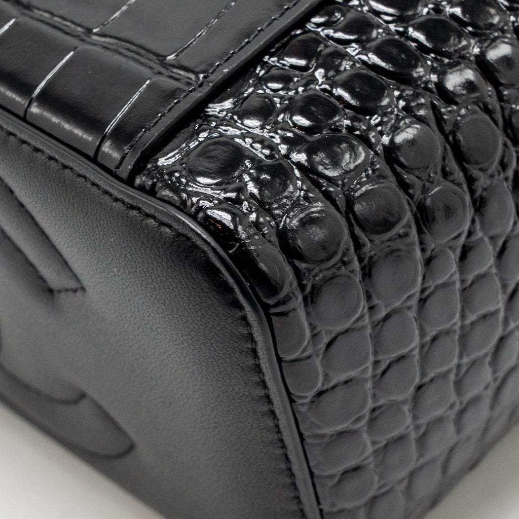 Chanel Top Handle Long Vanity Crocodile Embossed Calfskin Black GHW (Microchip)