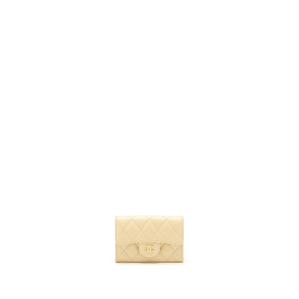 CHANEL CLASSIC FLAP CARD HOLDER CAVIAR BEIGE GHW
