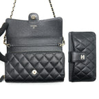 CHANEL 22C 3 IN 1 WALLET ON CHAIN CAVIAR BLACK LGHW