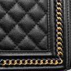 CHANEL MEDIUM BOY BAG LIMITED EDITION CAVIAR BLACK GHW (MICROCHIP)
