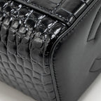 Chanel Top Handle Long Vanity Crocodile Embossed Calfskin Black GHW (Microchip)