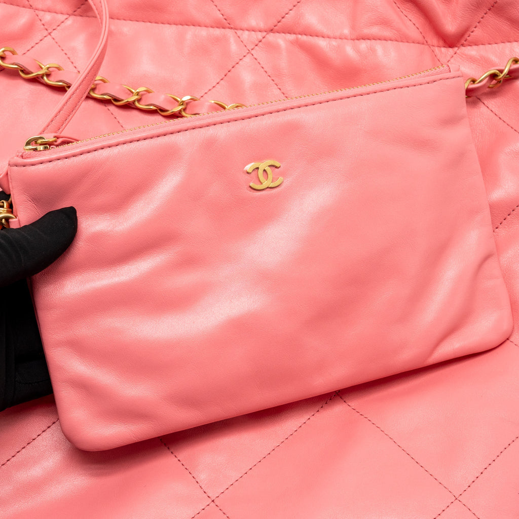 Chanel Medium 22 Bag Calfskin Pink GHW (Microchip)