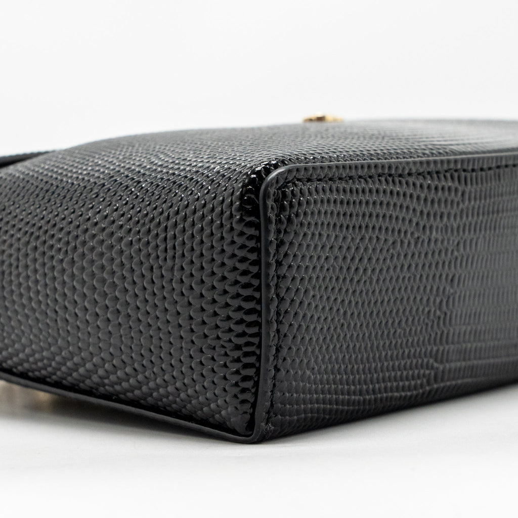 Chanel Vanity with Chain Lizard Embossed Calfskin Black GHW (Microchip)