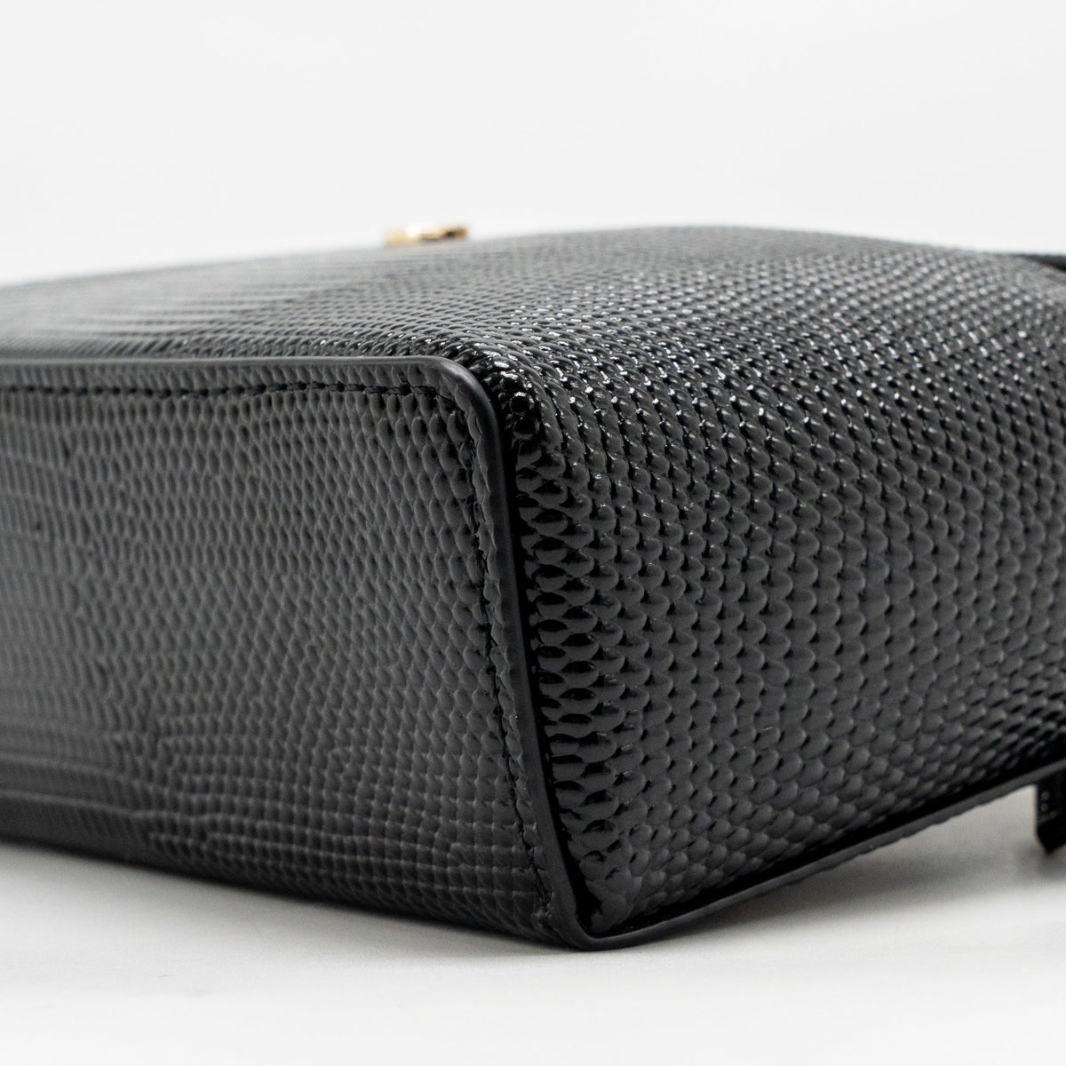 Chanel Vanity with Chain Lizard Embossed Calfskin Black GHW (Microchip)