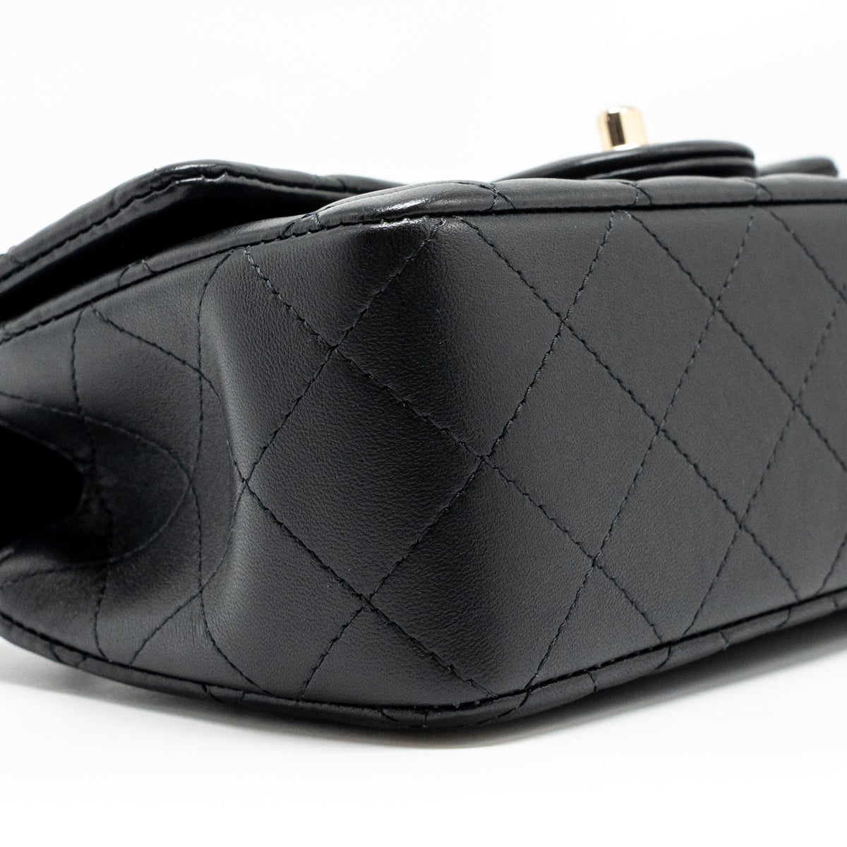CHANEL TOP HANDLE MINI RECTANGULAR FLAP BAG LAMBSKIN BLACK LGHW (MICROCHIP)