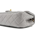 CHANEL PEARL CRUSH MINI RECTANGULAR LAMBSKIN LIGHT GREY BRUSHED GHW (MICROCHIP)