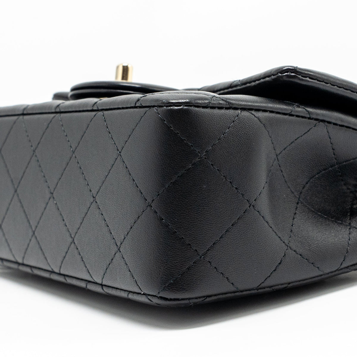 CHANEL TOP HANDLE MINI RECTANGULAR FLAP BAG LAMBSKIN BLACK LGHW (MICROCHIP)
