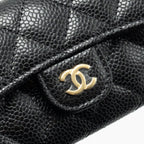 CHANEL CLASSIC FLAP CARD HOLDER CAVIAR BLACK GHW (MICROCHIP)