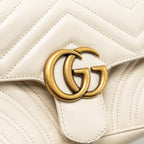 Gucci Small Marmont Shoulder Bag Matelassé chevron leather White GHW