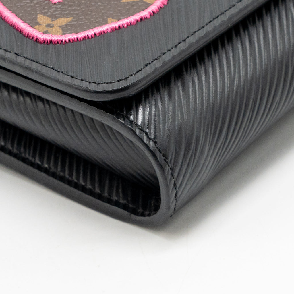 Louis Vuitton Twist Chain Wallet Limited Edition Patches EPI Black SHW