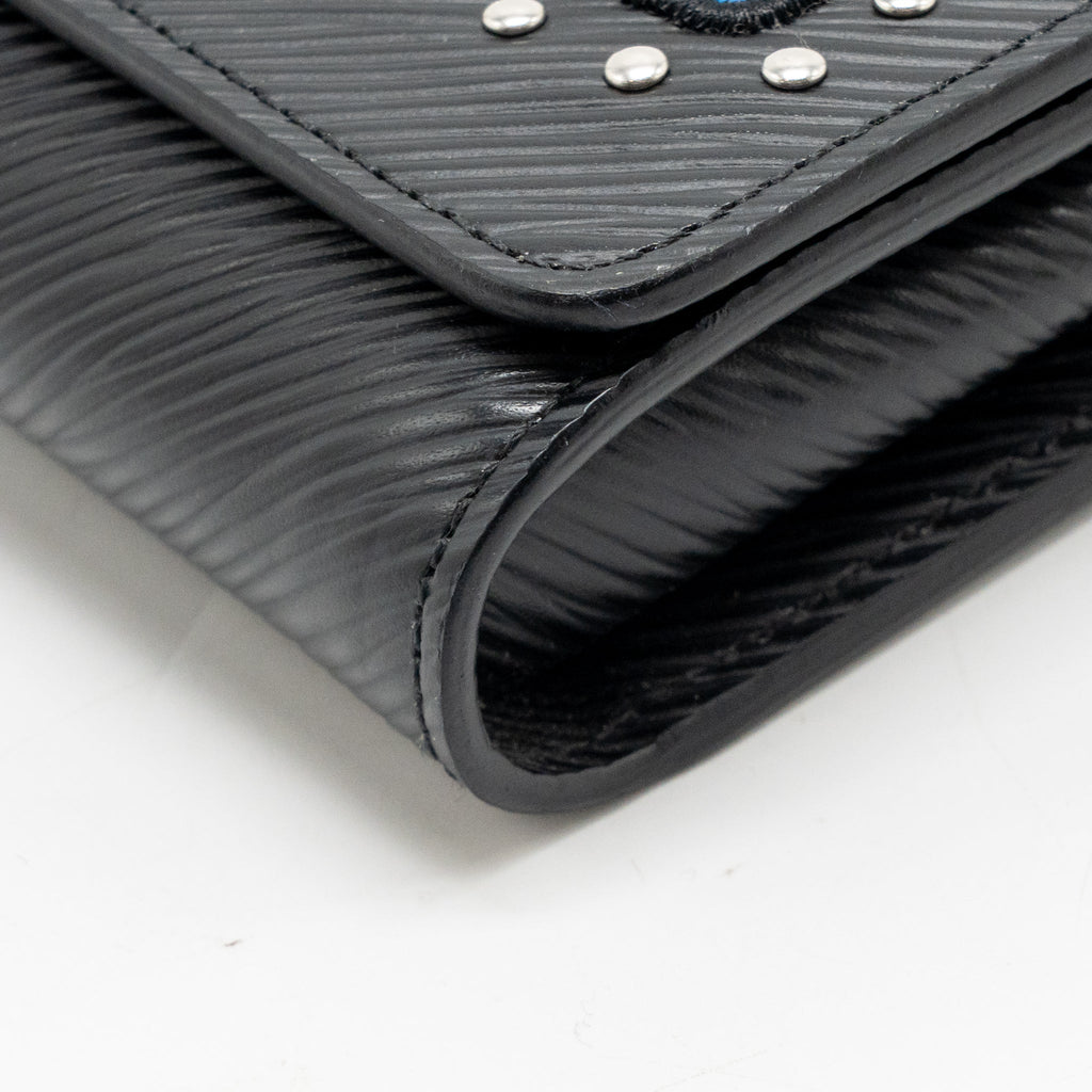 Louis Vuitton Twist Chain Wallet Limited Edition Patches EPI Black SHW
