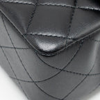 CHANEL TOP HANDLE MINI RECTANGULAR FLAP BAG LAMBSKIN BLACK LGHW (MICROCHIP)