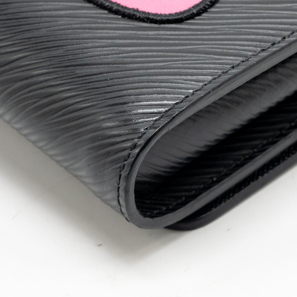 Louis Vuitton Twist Chain Wallet Limited Edition Patches EPI Black SHW
