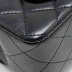 CHANEL TOP HANDLE MINI RECTANGULAR FLAP BAG LAMBSKIN BLACK LGHW (MICROCHIP)