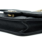 CHANEL MINI FLAP CARD HOLDER WITH CHAIN CAVIAR BLACK LGHW