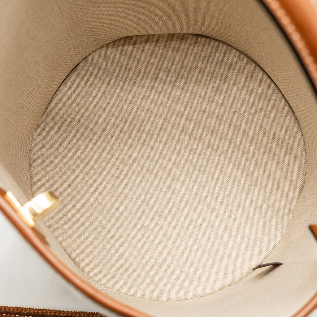 Celine 16 Bucket Bag Canvas / Leather Natural / Tan GHW